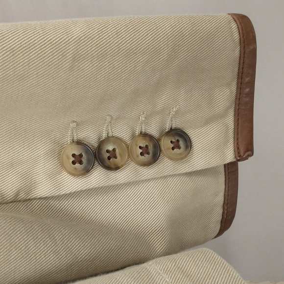 Quality Khaki Jacket Ralph Lauren Blue Label Tailored Cotton w Leather Trim sz 8 - Picture 4 of 11